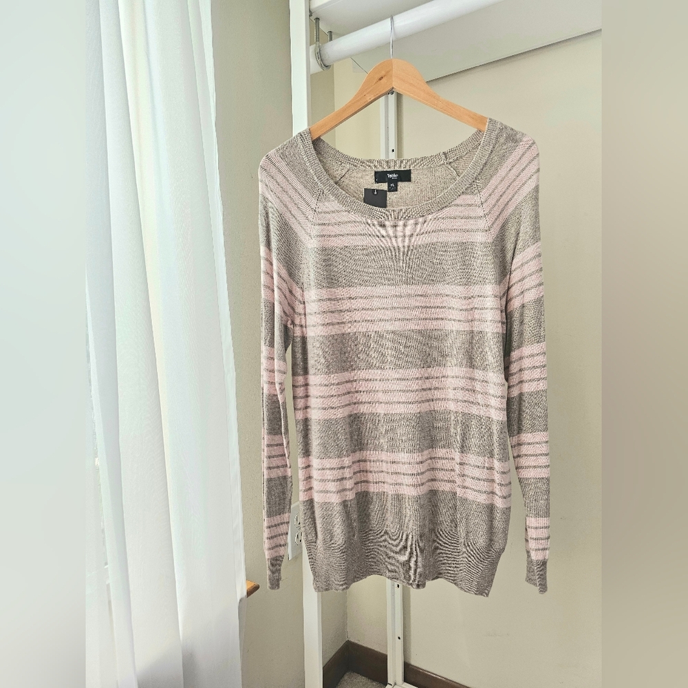 Pink + Gray Striped Light Sweater